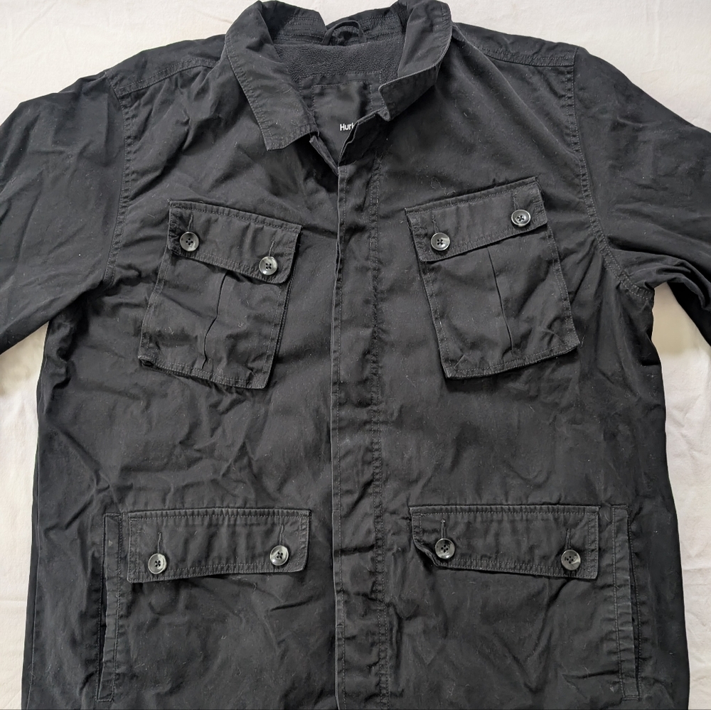 Hurley Men's Black British Inspired Military Jacket XXL